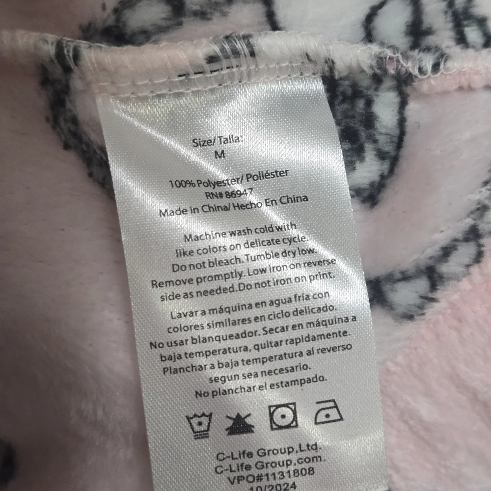 Disney Marie Aristocats Pink Heart Patterned Fleece Hoodie W/ Pockets - Picture 5 of 5